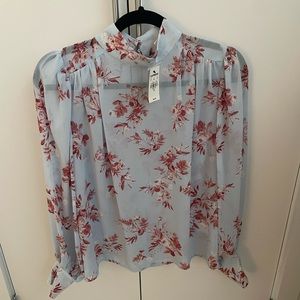 NWT Express Light Blue Mock Neck Blouse